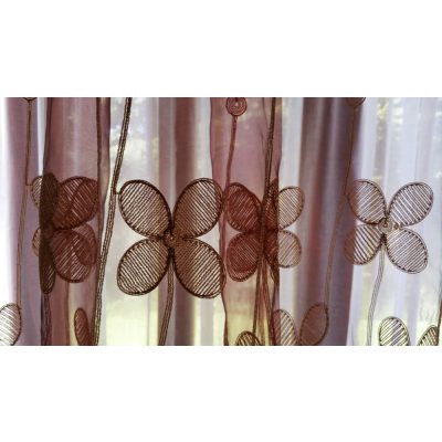 Oktávia Bordó piros Arany Organza függöny - készre varrt 250 x 300 cm