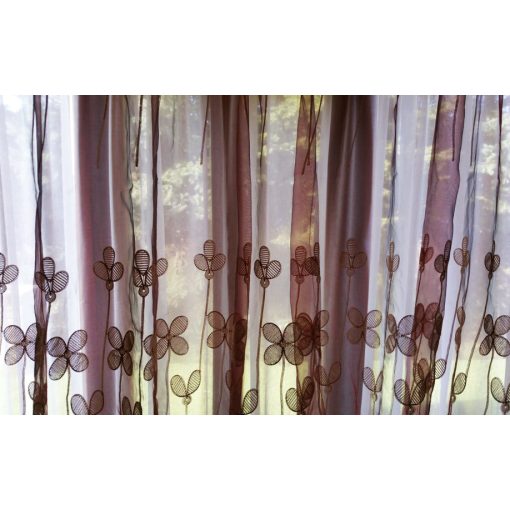 Oktávia Bordó piros Arany Organza függöny - készre varrt 250 x 300 cm