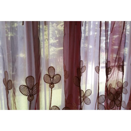 Oktávia Bordó piros Arany Organza függöny - készre varrt 250 x 300 cm