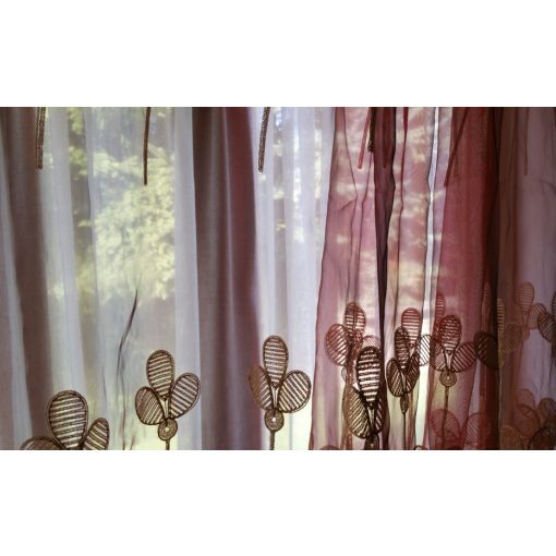 Oktávia Bordó piros Arany Organza függöny - készre varrt 250 x 300 cm