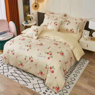   Eszmeralda krepp ágynemű 3 részes 140x200 szamócás krém