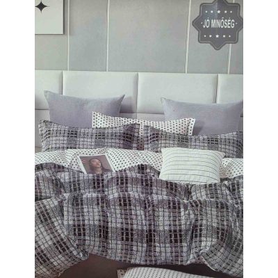   Lipót Kockás Flanel Ágyneműhuzat 3 részes Szürke-Fekete