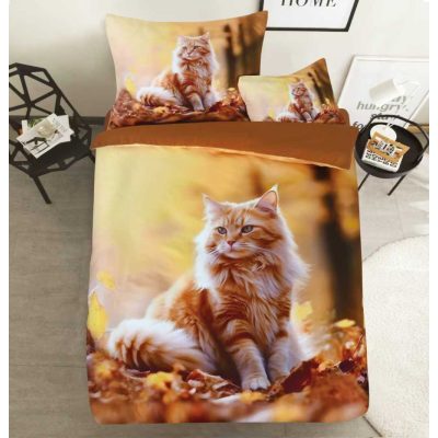 Kökény 3D Vörös Cirmos ágyneműhuzat 3 részes Cica