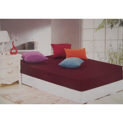 Héla bordó pamut gumis lepedő 160 x 200 cm