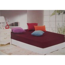 Héla gumis lepedő 180 x 200 cm bordó pamut