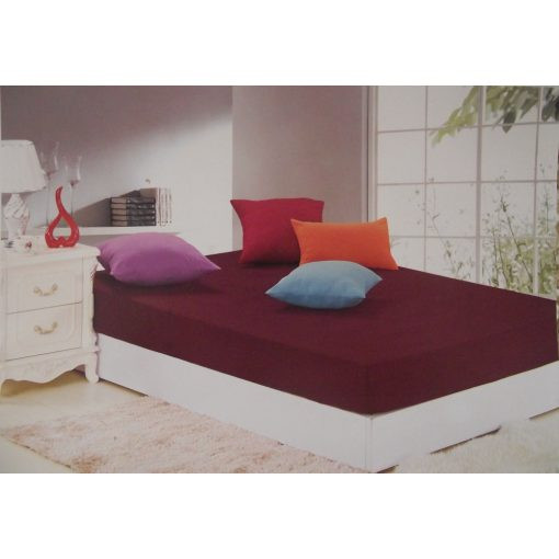 Héla gumis lepedő 180 x 200 cm bordó pamut