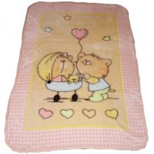 Cica játék Fehér Rózsaszín gyermek Ágytakaró Pléd 100 x 140 cm