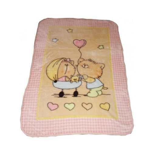 Cica játék Fehér Rózsaszín gyermek Ágytakaró Pléd 100 x 140 cm