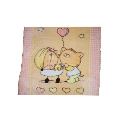 Cica játék Fehér Rózsaszín gyermek Ágytakaró Pléd 100 x 140 cm