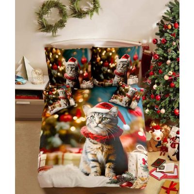 Leonszio 7 részes ágynemű garnitúra Karácsonyi Cicás