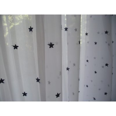 Dönis Fehér Kék csillagos Organza Függöny 250 x 300 cm