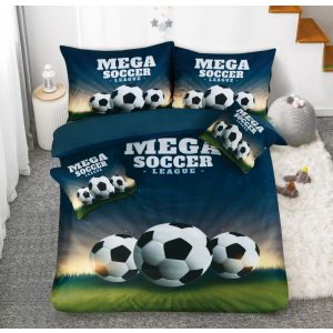   Angler kék focis ágyneműhuzat garnitúra 3 részes virágos