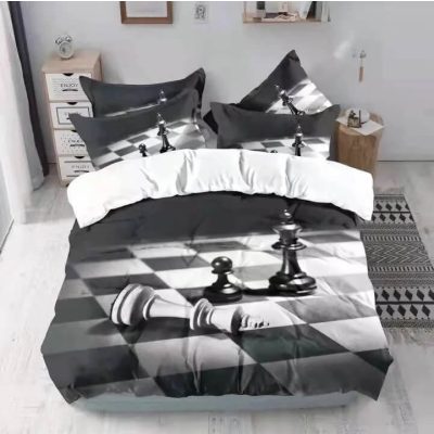 Sakktábla Pamut 3D ágyneműhuzat garnitúra 3 részes