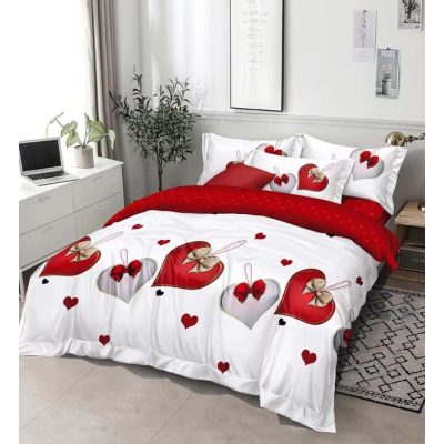   Margareti 3D 7 részes pamut ágyneműhuzat garnitúra szivecskés