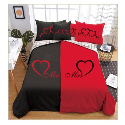   Rascal Mr. Mrs. piros-fekete Ágyneműhuzat King Queen 6 részes