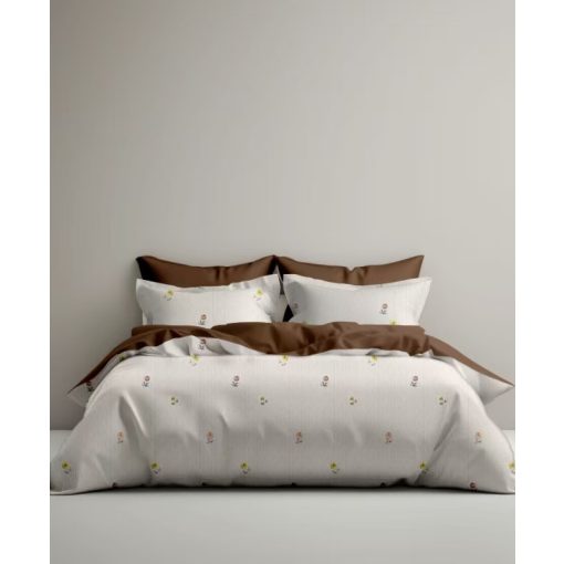 Grácia Fehér-Barna szatén ágynemű garnitúra 3 részes