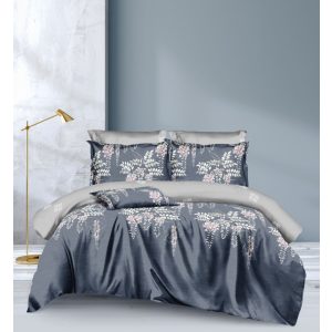   Angyalok virágos antracit szürke 7 részes ágyneműhuzat garnitúra 