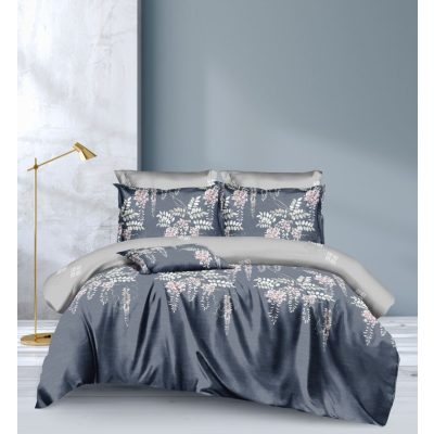   Angyalok virágos antracit szürke 7 részes ágyneműhuzat garnitúra 