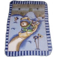 Mackó öröm Kék Fehér gyerek Pléd, Ágytakaró 100 x 140 cm