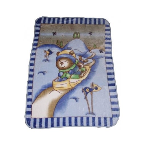 Mackó öröm Kék Fehér gyerek Pléd, Ágytakaró 100 x 140 cm