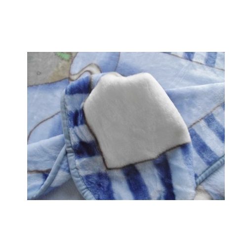 Mackó öröm Kék Fehér gyerek Pléd, Ágytakaró 100 x 140 cm