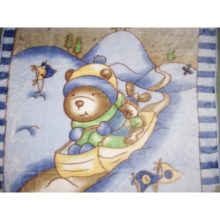 Mackó öröm Kék Fehér gyerek Pléd, Ágytakaró 100 x 140 cm