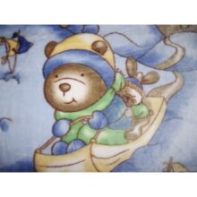 Mackó öröm Kék Fehér gyerek Pléd, Ágytakaró 100 x 140 cm