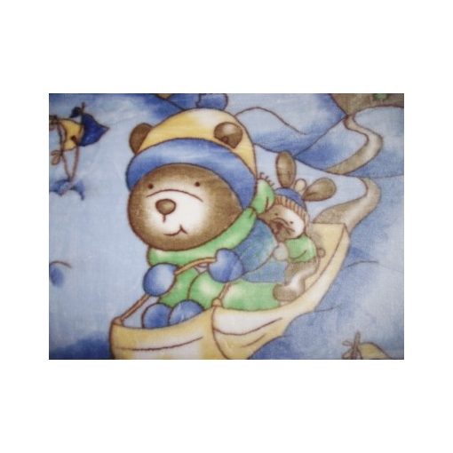 Mackó öröm Kék Fehér gyerek Pléd, Ágytakaró 100 x 140 cm