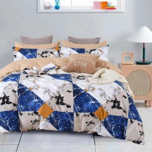   Márvány mintás modern ágyneműhuzat garnitúra 3 részes kék fehér