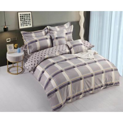   Agávé krepp ágynemű 3 részes 140x200 kockás pöttyös szürke