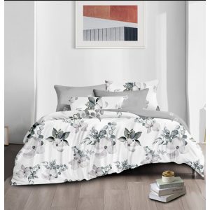   Fruma fehér-szürke virágmintás ágyneműhuzat garnitúra 6 részes
