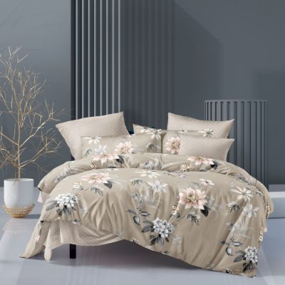   Spencer 6 részes ágyneműhuzat garnitúra virágmintás bézs pamut