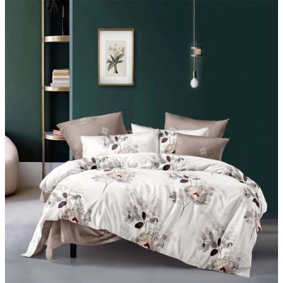   Allison virágos 3 részes pamut ágyneműhuzat 140x200 Bézs Krém