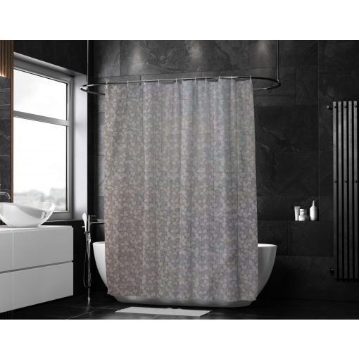 Amelda zuhanyfüggöny szivecskés szürke fehér 180 x 180 cm