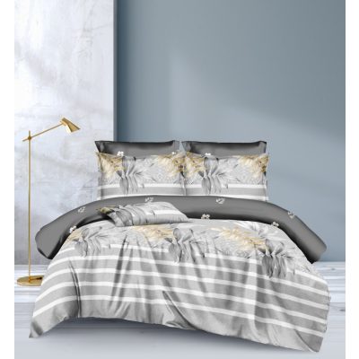   Árvácska Pamut Ágyneműhuzat Garnitúra virágos 7 részes szürke