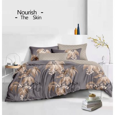 Ágacska Barna virágos Ágyneműhuzat garnitúra 3 részes 