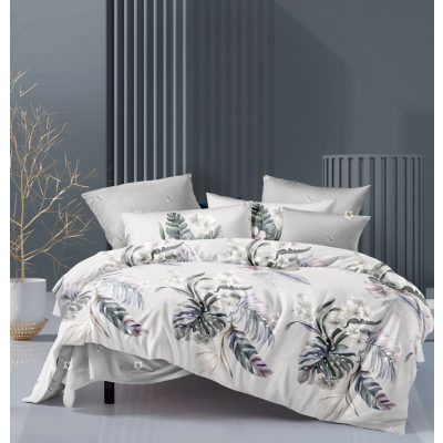 Benita virágos fehér pamut ágynemű garnitúra 7 részes