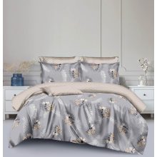 Bézi virágmintás ágyneműhuzat pamut  3 részes