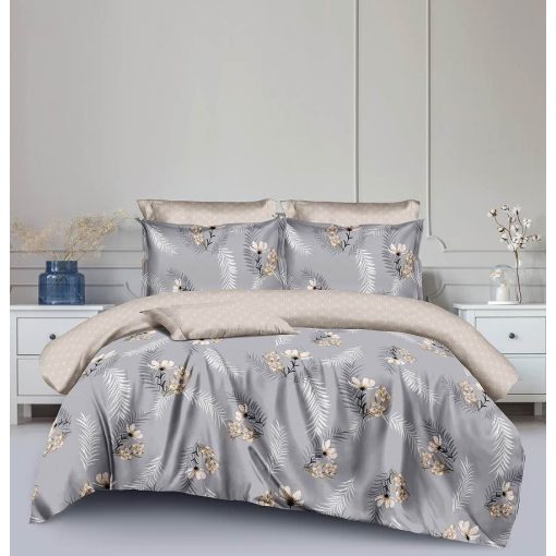 Bézi virágmintás ágyneműhuzat pamut  3 részes