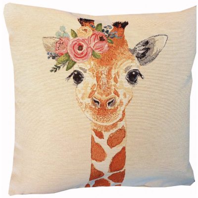 Zsiráfos Díszpárna Bézs 40 x 40 cm gépi gobelin