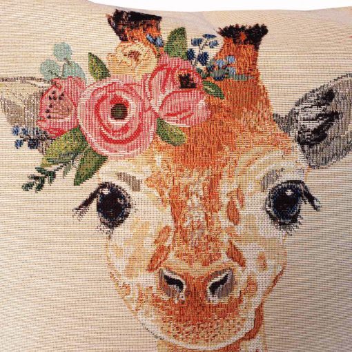 Zsiráfos Díszpárna Bézs 40 x 40 cm gépi gobelin