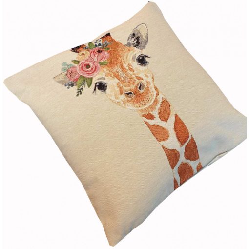 Zsiráfos Díszpárna Bézs 40 x 40 cm gépi gobelin