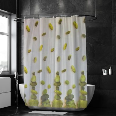 Bojtorján Zuhanyfüggöny Zöld Fehér 180 x 180 cm