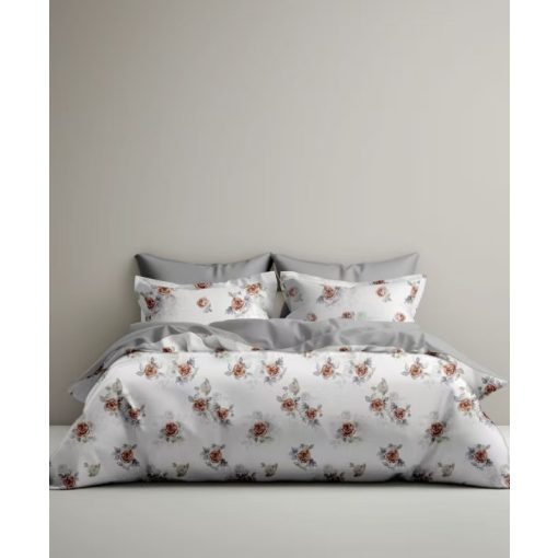 Gray Fehér Virágos szatén Ágyneműhuzat Garnitúra 3 részes