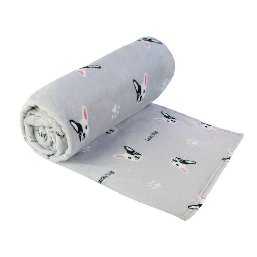 Ilma Francia Bulldog takaró pléd szürke plüss