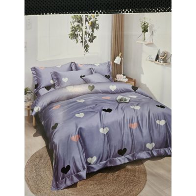   Rigács szürke szívecskés pamut ágyneműhuzat 7 részes 140 x 200 cm