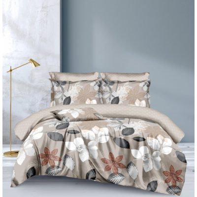   Casper virág mintás ágyneműhuzat 3 részes bézs 140 x 200 cm