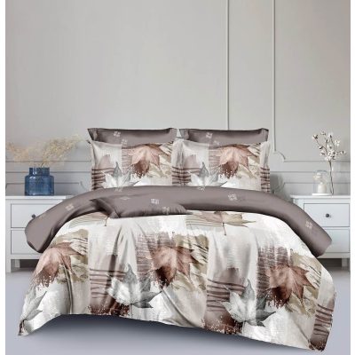   Csengele Pamut  Ágynemű Garnitúra Krém és Barna leveles 7 részes 