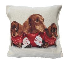 Karácsonyi Tacskó Kutyás Díszpárna 40 x 40 cm gépi gobelin