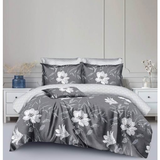 Csubak szürke fehér virágos ágyneműhuzat garnitúra 7 részes